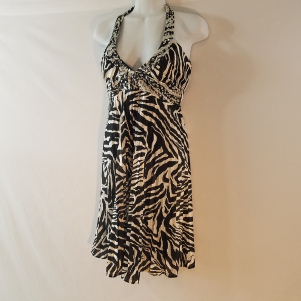 Morgan & Co. Dress Zebra Embellished Prom Party Je - Picture 6 of 6
